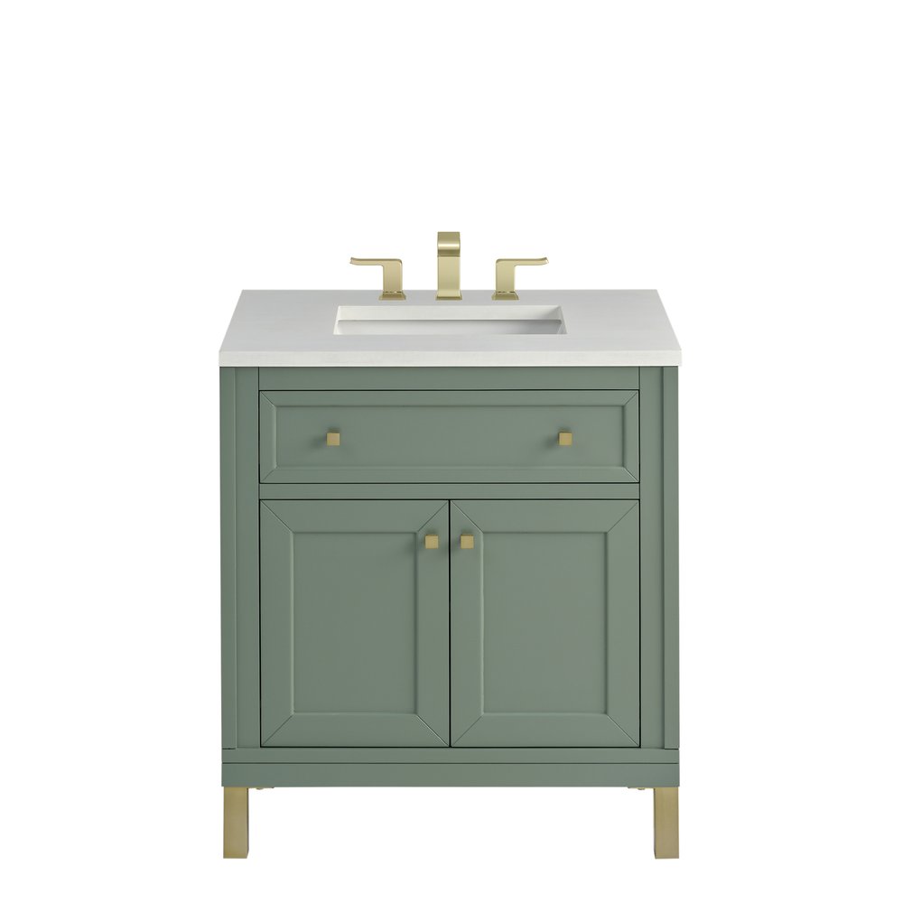 James Martin - Chicago 30" Single Vanity, Smokey Celadon, w/ 3 CM White Zeus Silestone® Top - 503-V30-SC-3WZ view 1