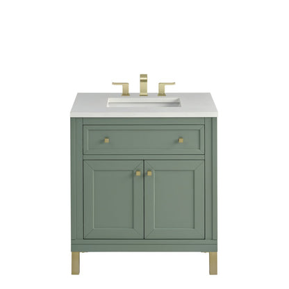 James Martin - Chicago 30" Single Vanity, Smokey Celadon, w/ 3 CM White Zeus Silestone® Top - 503-V30-SC-3WZ view 1