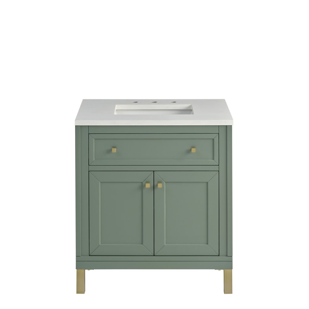 James Martin - Chicago 30" Single Vanity, Smokey Celadon, w/ 3 CM White Zeus Silestone® Top - 503-V30-SC-3WZ view 2
