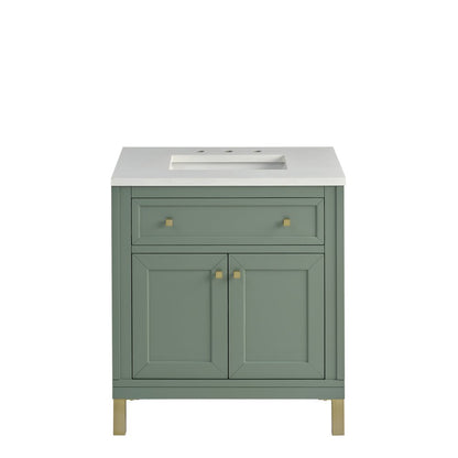 James Martin - Chicago 30" Single Vanity, Smokey Celadon, w/ 3 CM White Zeus Silestone® Top - 503-V30-SC-3WZ view 2