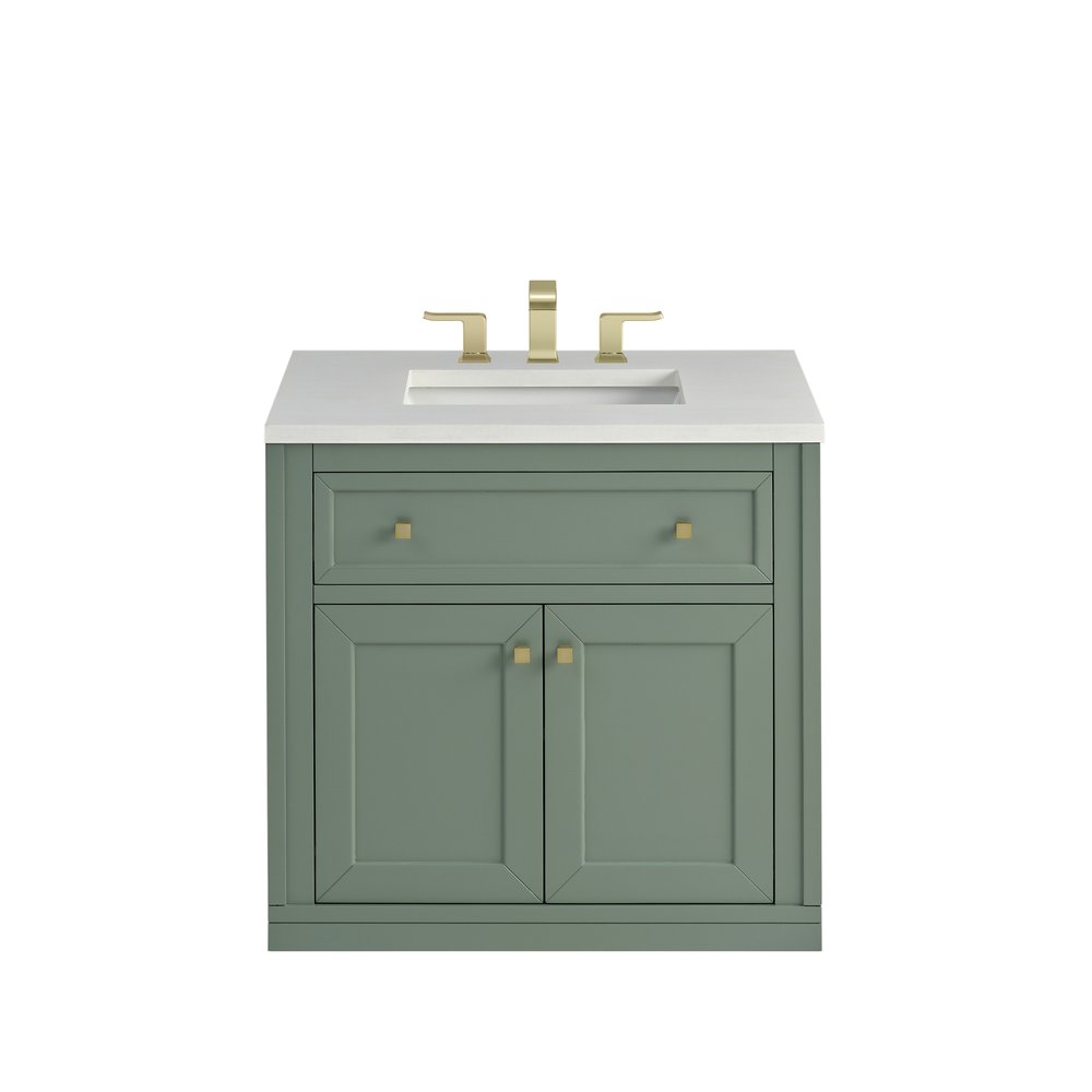 James Martin - Chicago 30" Single Vanity, Smokey Celadon, w/ 3 CM White Zeus Silestone® Top - 503-V30-SC-3WZ view 3