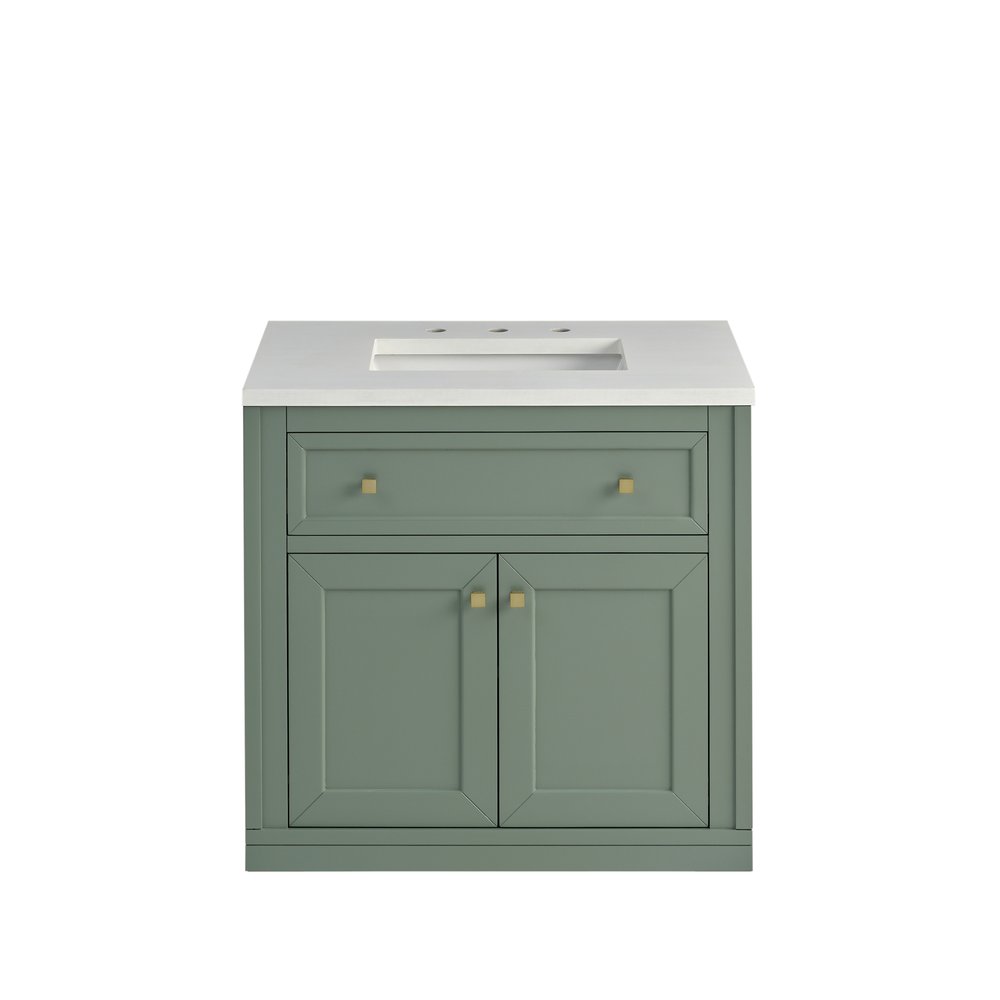 James Martin - Chicago 30" Single Vanity, Smokey Celadon, w/ 3 CM White Zeus Silestone® Top - 503-V30-SC-3WZ view 4