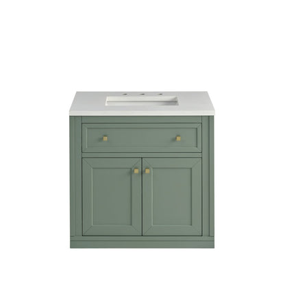 James Martin - Chicago 30" Single Vanity, Smokey Celadon, w/ 3 CM White Zeus Silestone® Top - 503-V30-SC-3WZ view 4