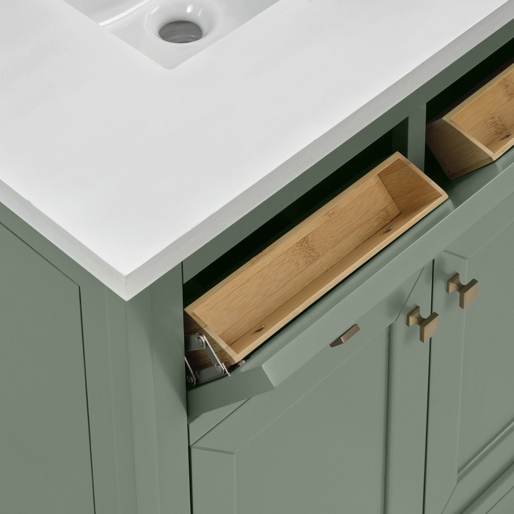 James Martin - Chicago 30" Single Vanity, Smokey Celadon, w/ 3 CM White Zeus Silestone® Top - 503-V30-SC-3WZ view 20