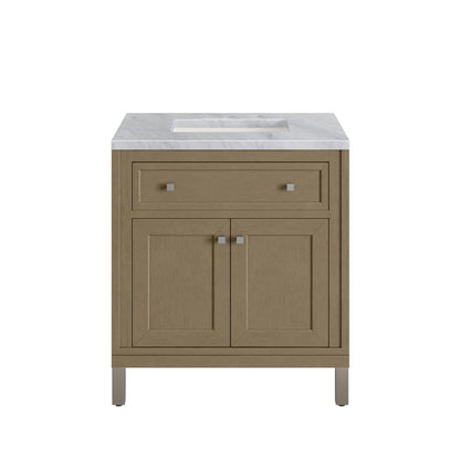 James Martin - Chicago 30" Single Vanity, Walnut Whisper, w/ 3 CM Carrara Marble Top - 503-V30-WLW-3CAR view 2