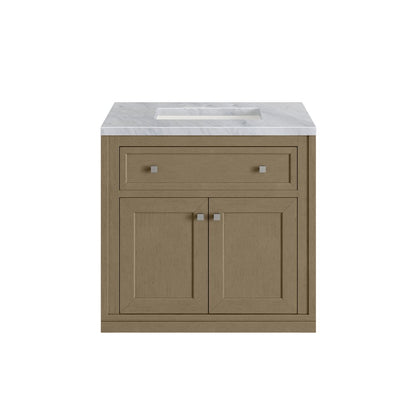 James Martin - Chicago 30" Single Vanity, Walnut Whisper, w/ 3 CM Carrara Marble Top - 503-V30-WLW-3CAR view 4