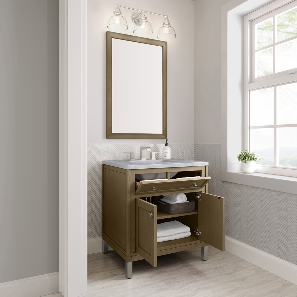 James Martin - Chicago 30" Single Vanity, Walnut Whisper, w/ 3 CM Carrara Marble Top - 503-V30-WLW-3CAR view 11