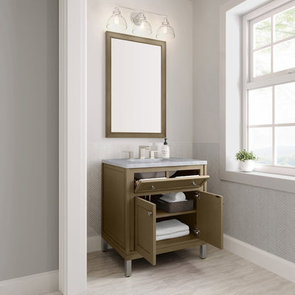 James Martin - Chicago 30" Single Vanity, Walnut Whisper, w/ 3 CM Carrara Marble Top - 503-V30-WLW-3CAR view 11