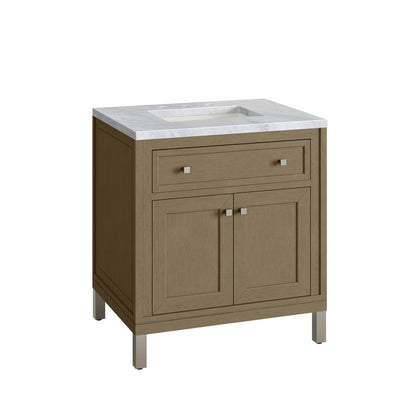 James Martin - Chicago 30" Single Vanity, Walnut Whisper, w/ 3 CM Carrara Marble Top - 503-V30-WLW-3CAR view 20