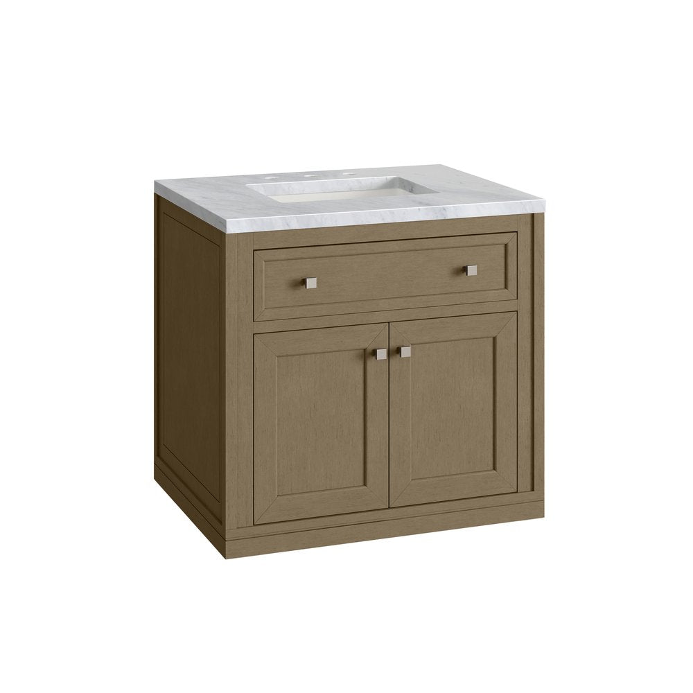 James Martin - Chicago 30" Single Vanity, Walnut Whisper, w/ 3 CM Carrara Marble Top - 503-V30-WLW-3CAR view 21