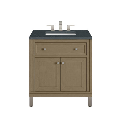 James Martin - Chicago 30" Single Vanity, Walnut Whisper, w/ 3 CM Charcoal Soapstone Silestone® Top - 503-V30-WLW-3CSP view 1