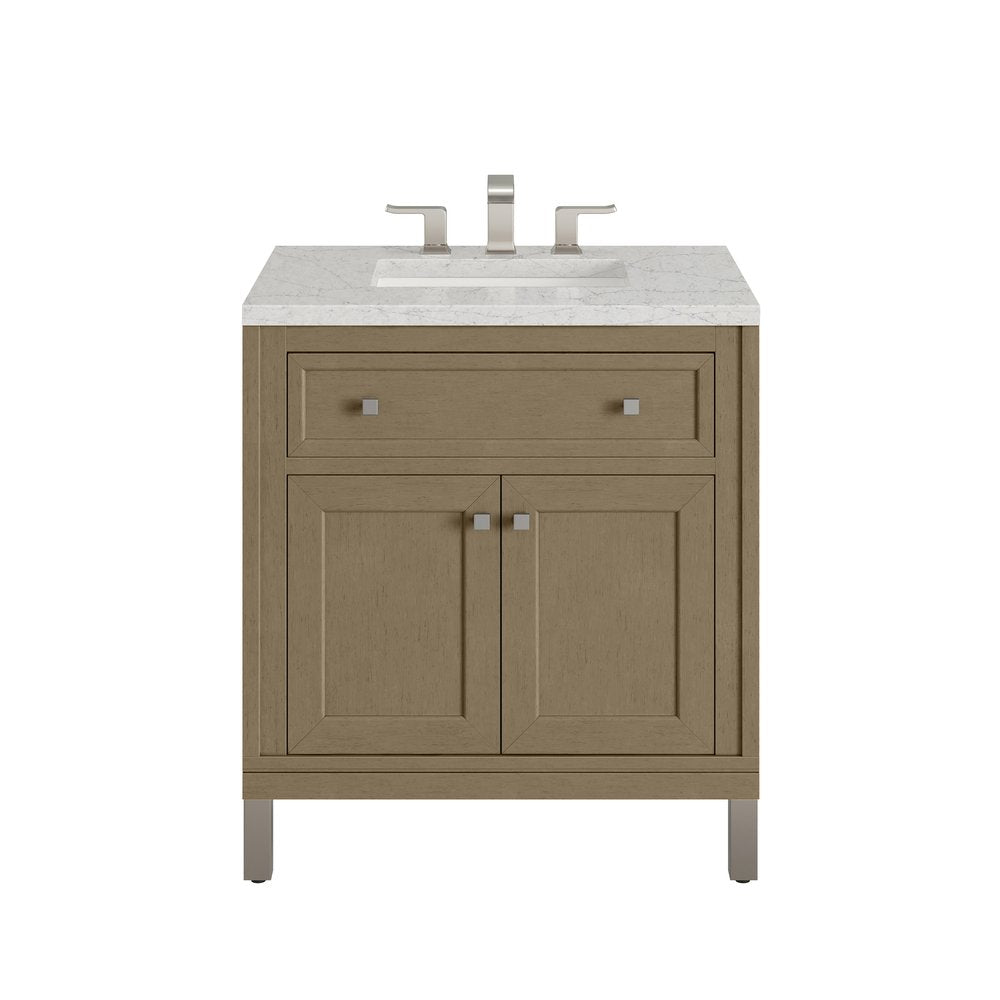 James Martin - Chicago 30" Single Vanity, Walnut Whisper, w/ 3 CM Eternal Jasmine Pearl Silestone® Top - 503-V30-WLW-3EJP view 1