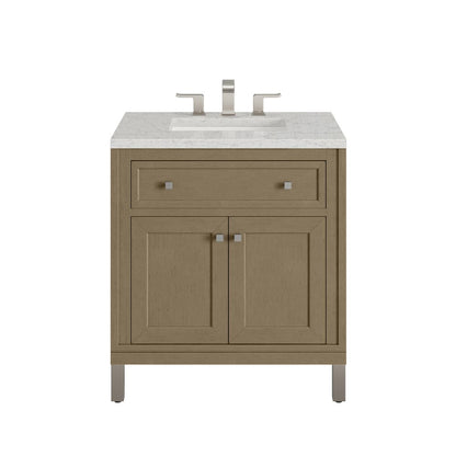 James Martin - Chicago 30" Single Vanity, Walnut Whisper, w/ 3 CM Eternal Jasmine Pearl Silestone® Top - 503-V30-WLW-3EJP view 1