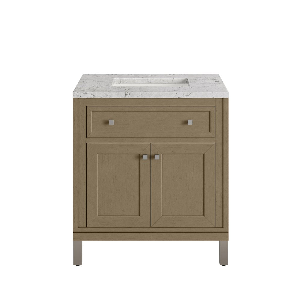 James Martin - Chicago 30" Single Vanity, Walnut Whisper, w/ 3 CM Eternal Jasmine Pearl Silestone® Top - 503-V30-WLW-3EJP view 2