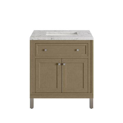James Martin - Chicago 30" Single Vanity, Walnut Whisper, w/ 3 CM Eternal Jasmine Pearl Silestone® Top - 503-V30-WLW-3EJP view 2