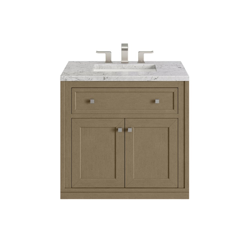 James Martin - Chicago 30" Single Vanity, Walnut Whisper, w/ 3 CM Eternal Jasmine Pearl Silestone® Top - 503-V30-WLW-3EJP view 3