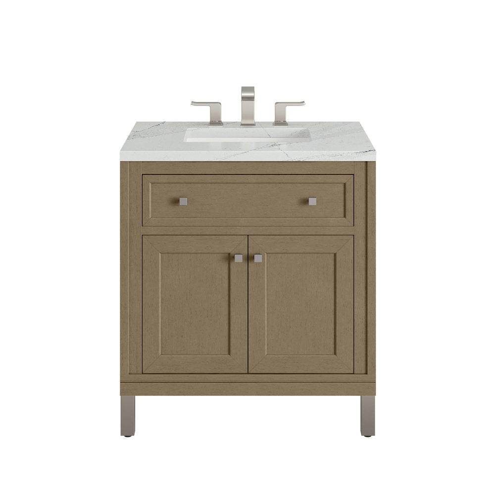 James Martin - Chicago 30" Single Vanity, Walnut Whisper, w/ 3 CM Ethereal Noctis Silestone® Top - 503-V30-WLW-3ENC view 1