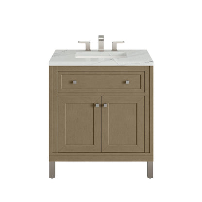 James Martin - Chicago 30" Single Vanity, Walnut Whisper, w/ 3 CM Ethereal Noctis Silestone® Top - 503-V30-WLW-3ENC view 1