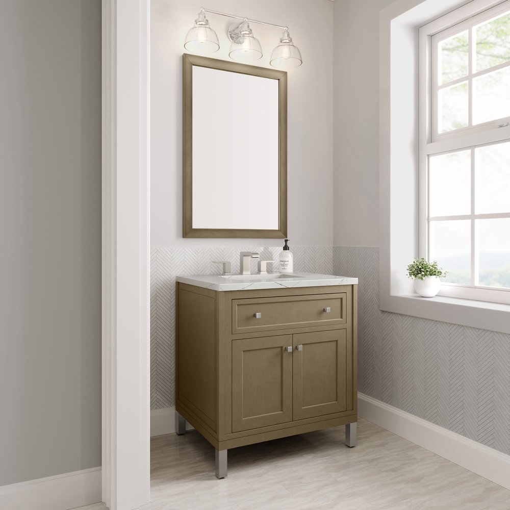 James Martin - Chicago 30" Single Vanity, Walnut Whisper, w/ 3 CM Ethereal Noctis Silestone® Top - 503-V30-WLW-3ENC view 9