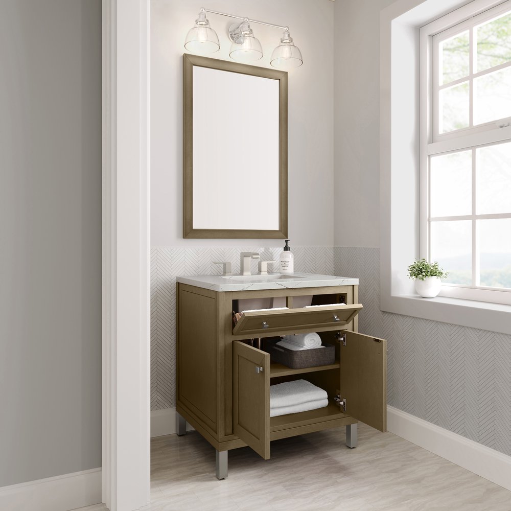 James Martin - Chicago 30" Single Vanity, Walnut Whisper, w/ 3 CM Ethereal Noctis Silestone® Top - 503-V30-WLW-3ENC view 11