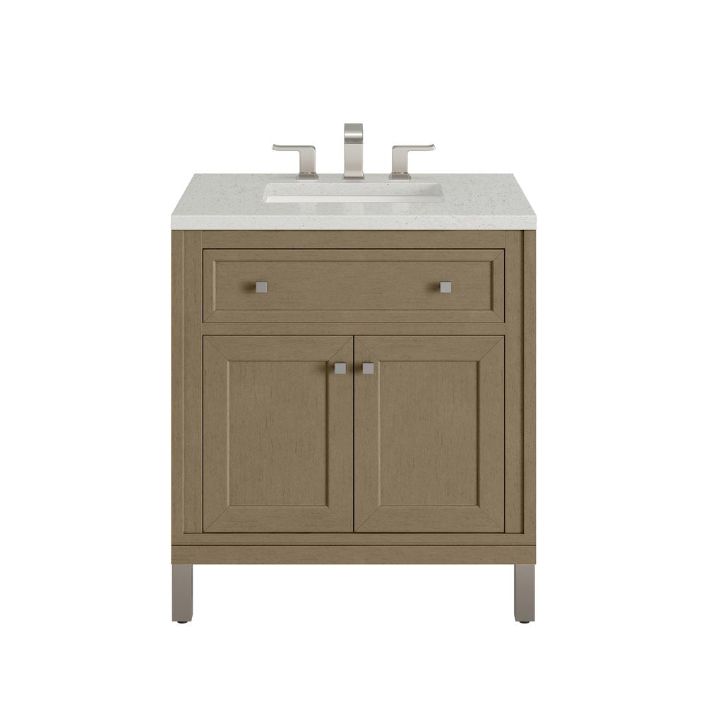 James Martin - Chicago 30" Single Vanity, Walnut Whisper, w/ 3 CM Lime Delight Silestone® Top - 503-V30-WLW-3LDL view 1