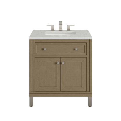 James Martin - Chicago 30" Single Vanity, Walnut Whisper, w/ 3 CM Lime Delight Silestone® Top - 503-V30-WLW-3LDL view 1