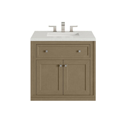 James Martin - Chicago 30" Single Vanity, Walnut Whisper, w/ 3 CM Lime Delight Silestone® Top - 503-V30-WLW-3LDL view 2