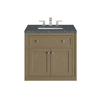 James Martin - Chicago 30" Single Vanity, Walnut Whisper, w/ 3 CM Parisien Bleu Silestone® Top - 503-V30-WLW-3PBL view 2