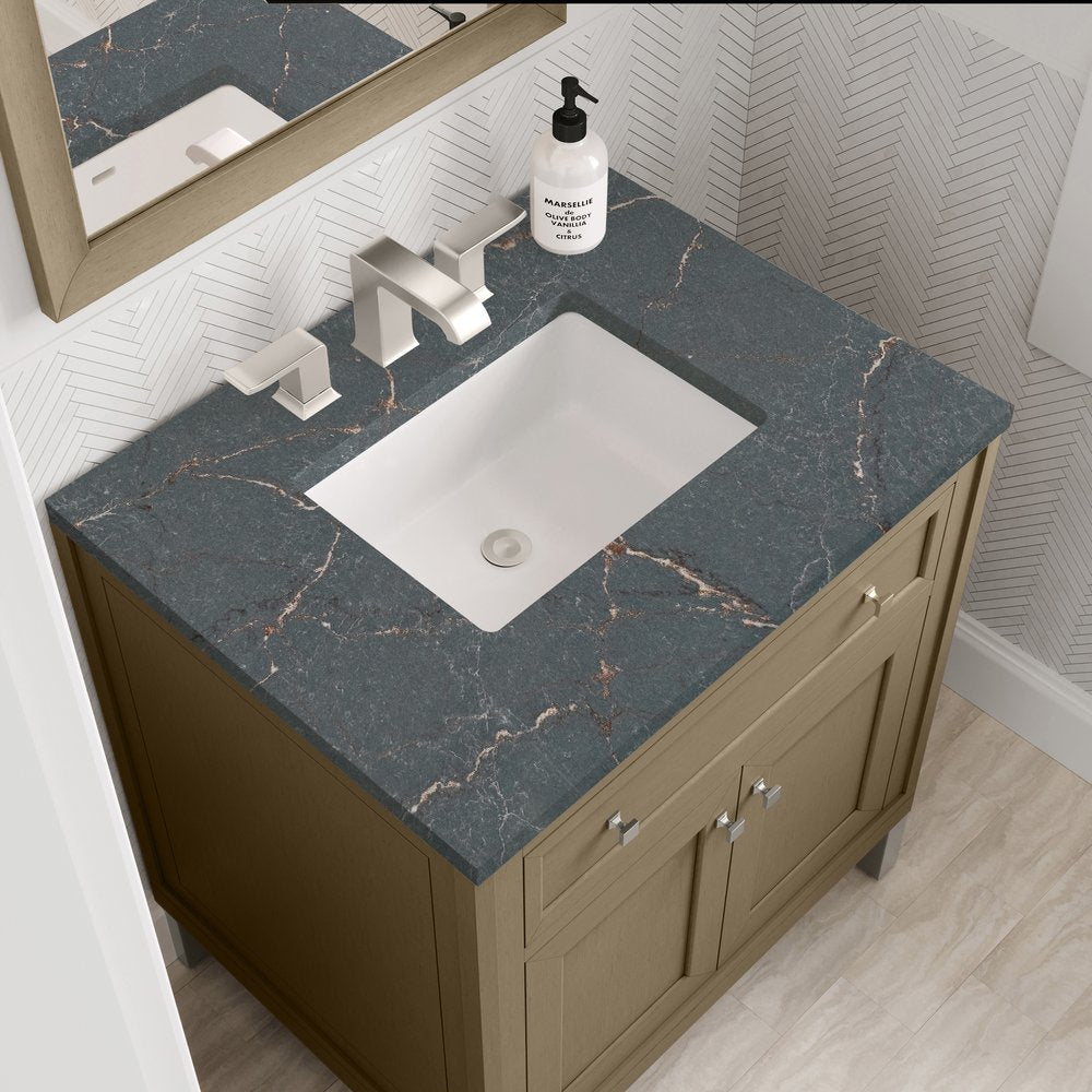 James Martin - Chicago 30" Single Vanity, Walnut Whisper, w/ 3 CM Parisien Bleu Silestone® Top - 503-V30-WLW-3PBL view 12