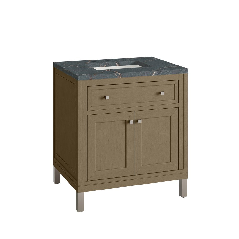 James Martin - Chicago 30" Single Vanity, Walnut Whisper, w/ 3 CM Parisien Bleu Silestone® Top - 503-V30-WLW-3PBL view 18