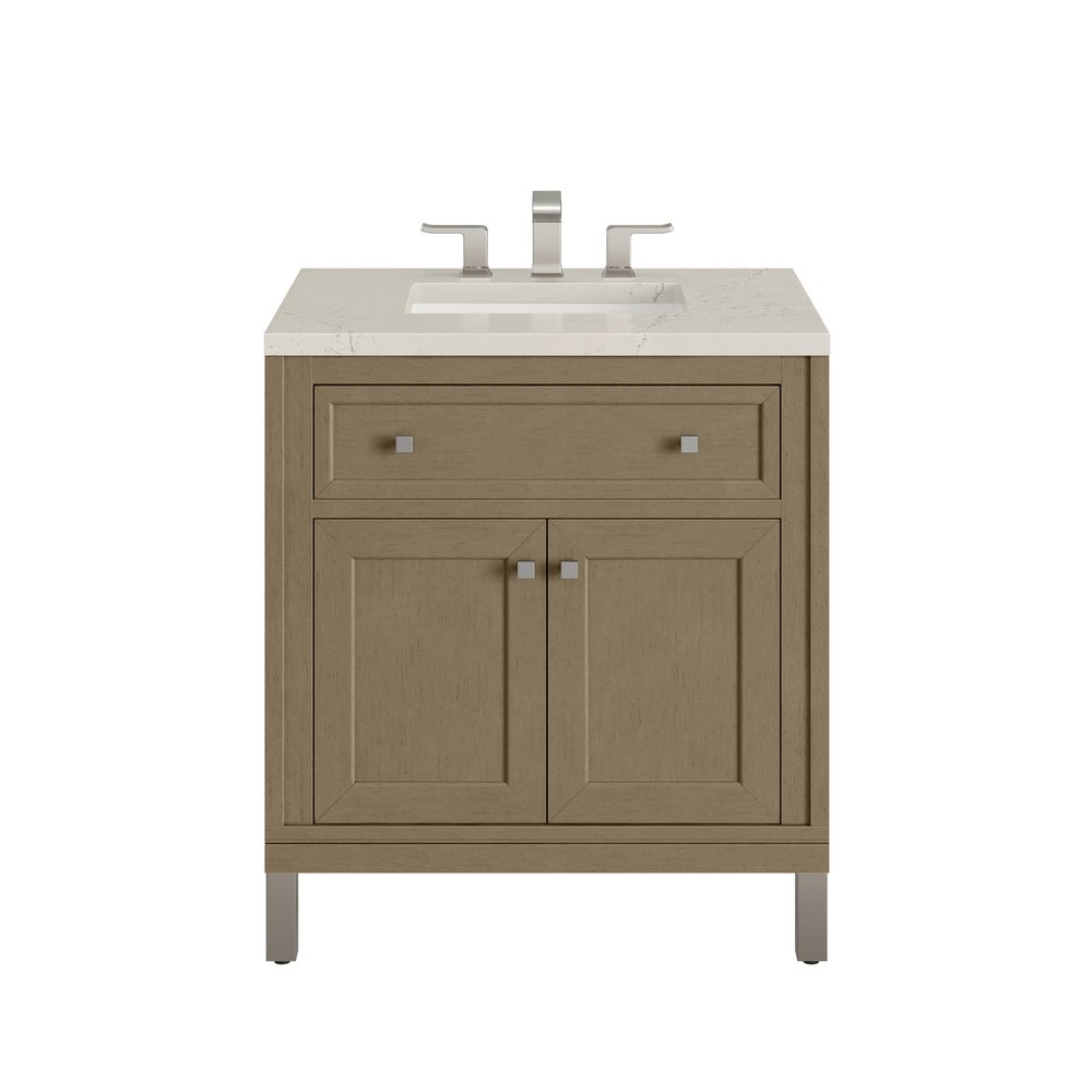 James Martin - Chicago 30" Single Vanity, Walnut Whisper, w/ 3 CM Siberian Silestone Top - 503-V30-WLW-3SFR view 1