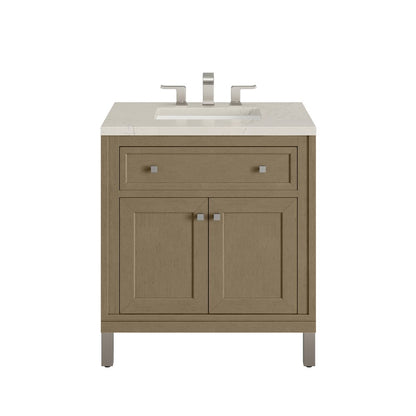 James Martin - Chicago 30" Single Vanity, Walnut Whisper, w/ 3 CM Siberian Silestone Top - 503-V30-WLW-3SFR view 1
