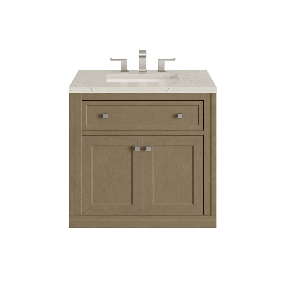 James Martin - Chicago 30" Single Vanity, Walnut Whisper, w/ 3 CM Siberian Silestone Top - 503-V30-WLW-3SFR view 2