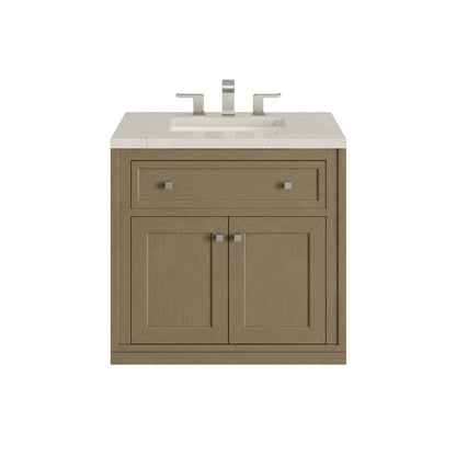 James Martin - Chicago 30" Single Vanity, Walnut Whisper, w/ 3 CM Siberian Silestone Top - 503-V30-WLW-3SFR view 2