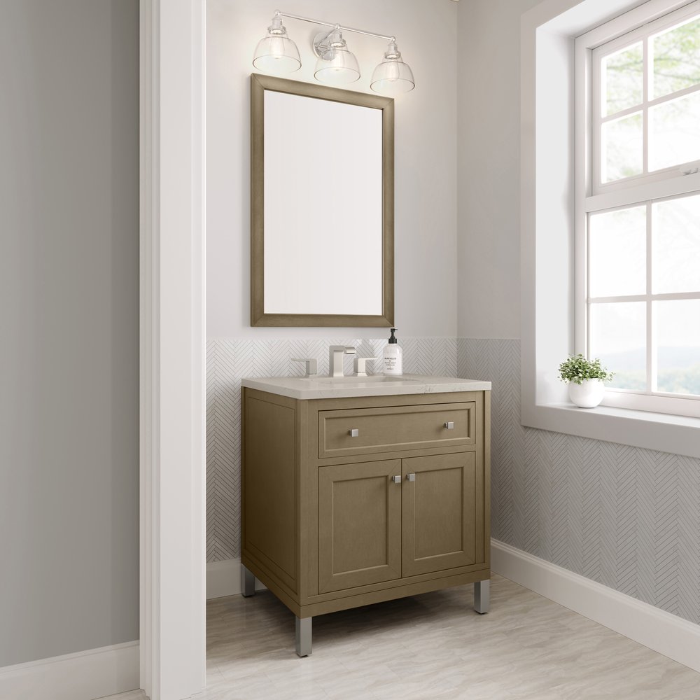 James Martin - Chicago 30" Single Vanity, Walnut Whisper, w/ 3 CM Siberian Silestone Top - 503-V30-WLW-3SFR view 7