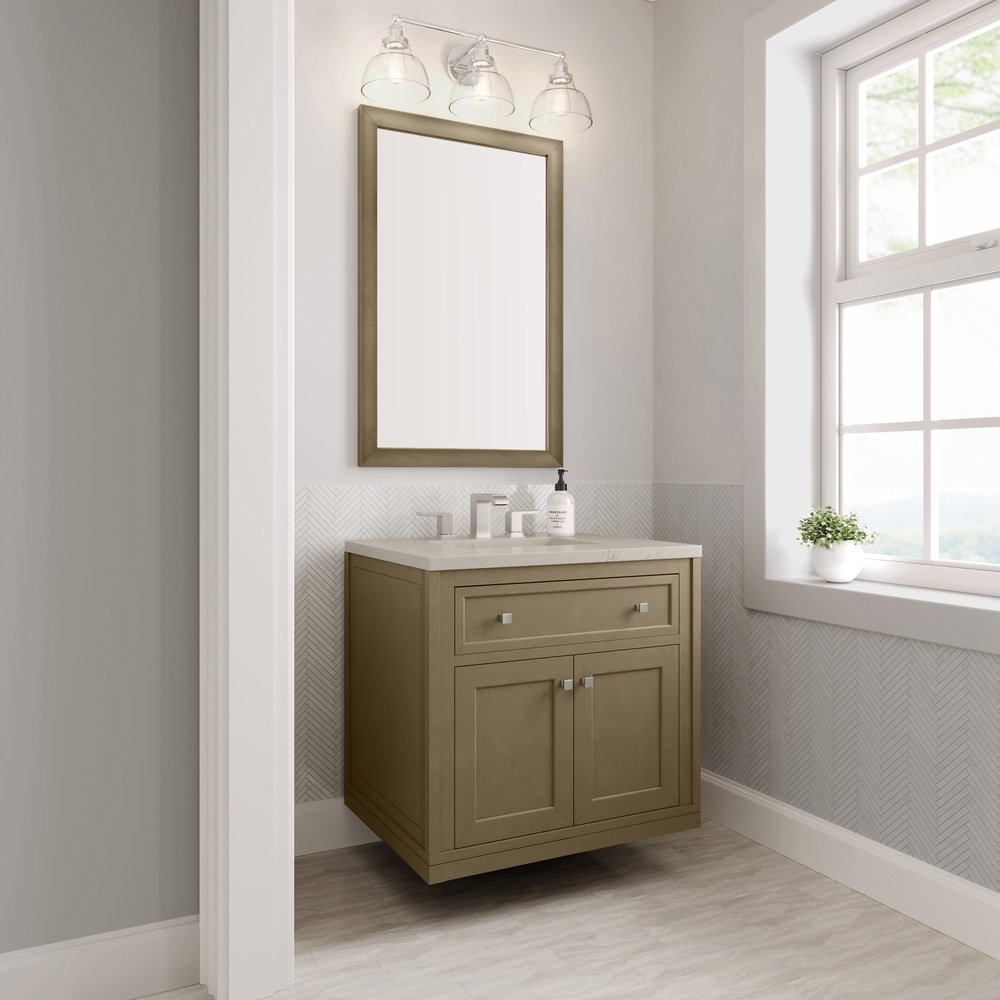 James Martin - Chicago 30" Single Vanity, Walnut Whisper, w/ 3 CM Siberian Silestone Top - 503-V30-WLW-3SFR view 8