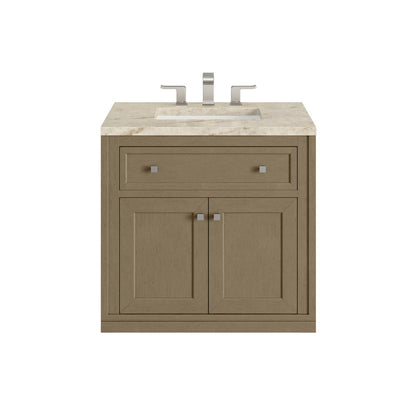 James Martin - Chicago 30" Single Vanity, Walnut Whisper, w/ 3 CM Tajnar Eclos Top - 503-V30-WLW-3TJR view 2