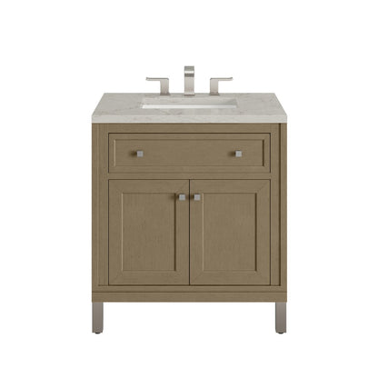 James Martin - Chicago 30" Single Vanity, Walnut Whisper, w/ 3 CM Victorian Silver Silestone® Top - 503-V30-WLW-3VSL view 1