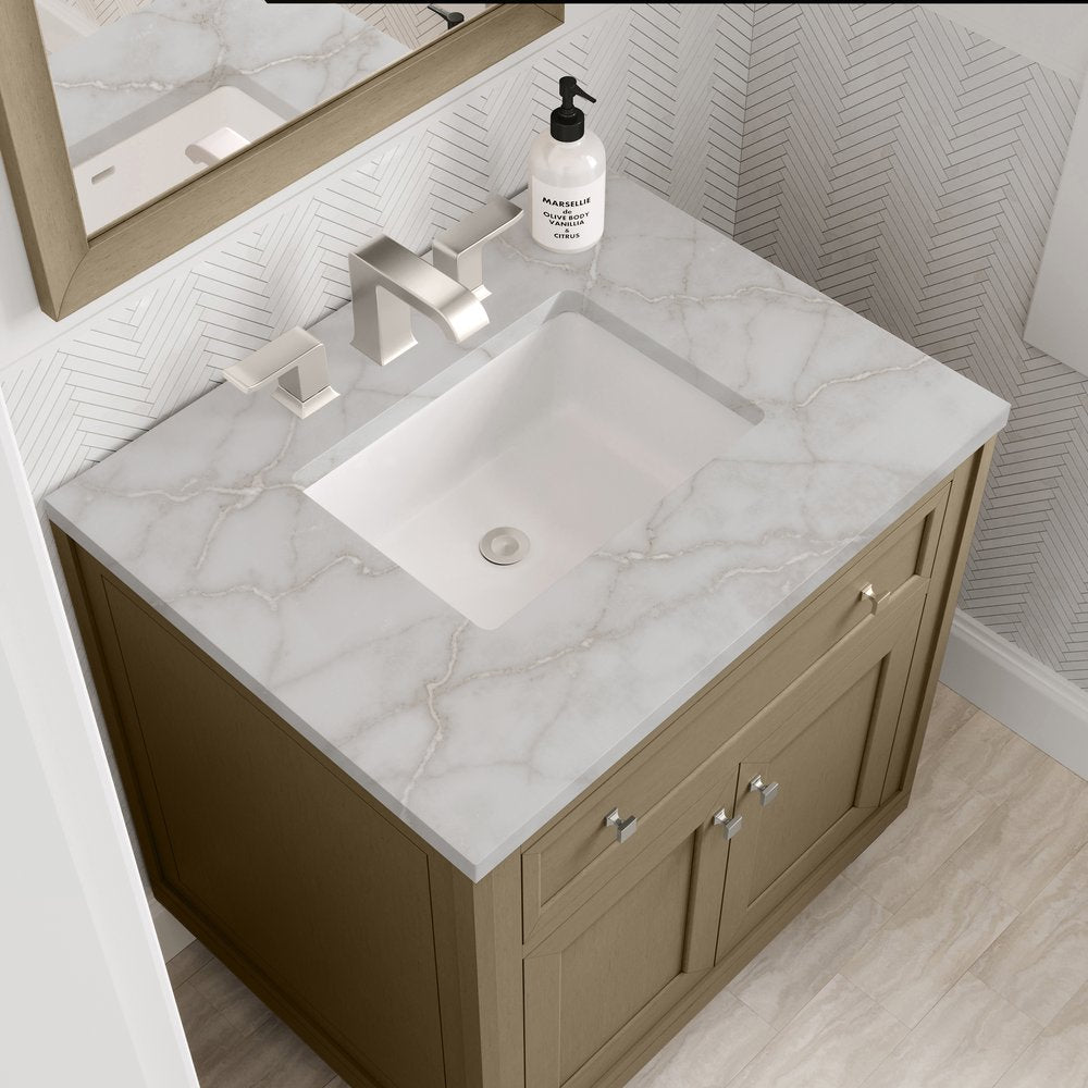 James Martin - Chicago 30" Single Vanity, Walnut Whisper, w/ 3 CM Victorian Silver Silestone® Top - 503-V30-WLW-3VSL view 12