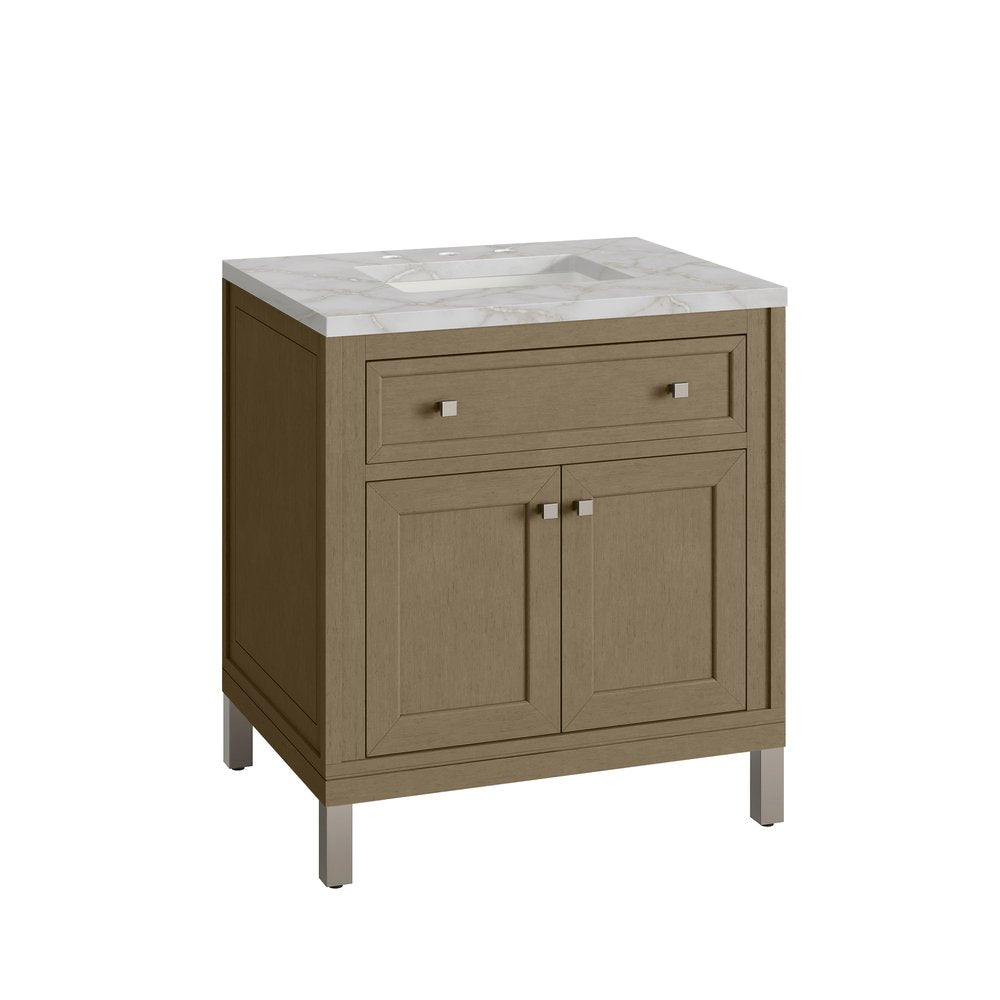 James Martin - Chicago 30" Single Vanity, Walnut Whisper, w/ 3 CM Victorian Silver Silestone® Top - 503-V30-WLW-3VSL view 17