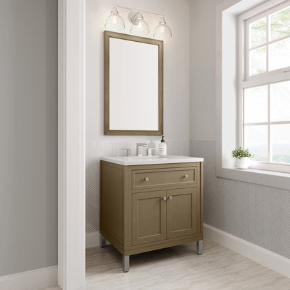 James Martin - Chicago 30" Single Vanity, Walnut Whisper, w/ 3 CM White Zeus Silestone® Top - 503-V30-WLW-3WZ view 9
