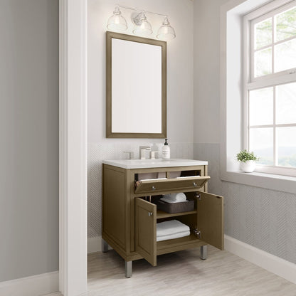 James Martin - Chicago 30" Single Vanity, Walnut Whisper, w/ 3 CM White Zeus Silestone® Top - 503-V30-WLW-3WZ view 11