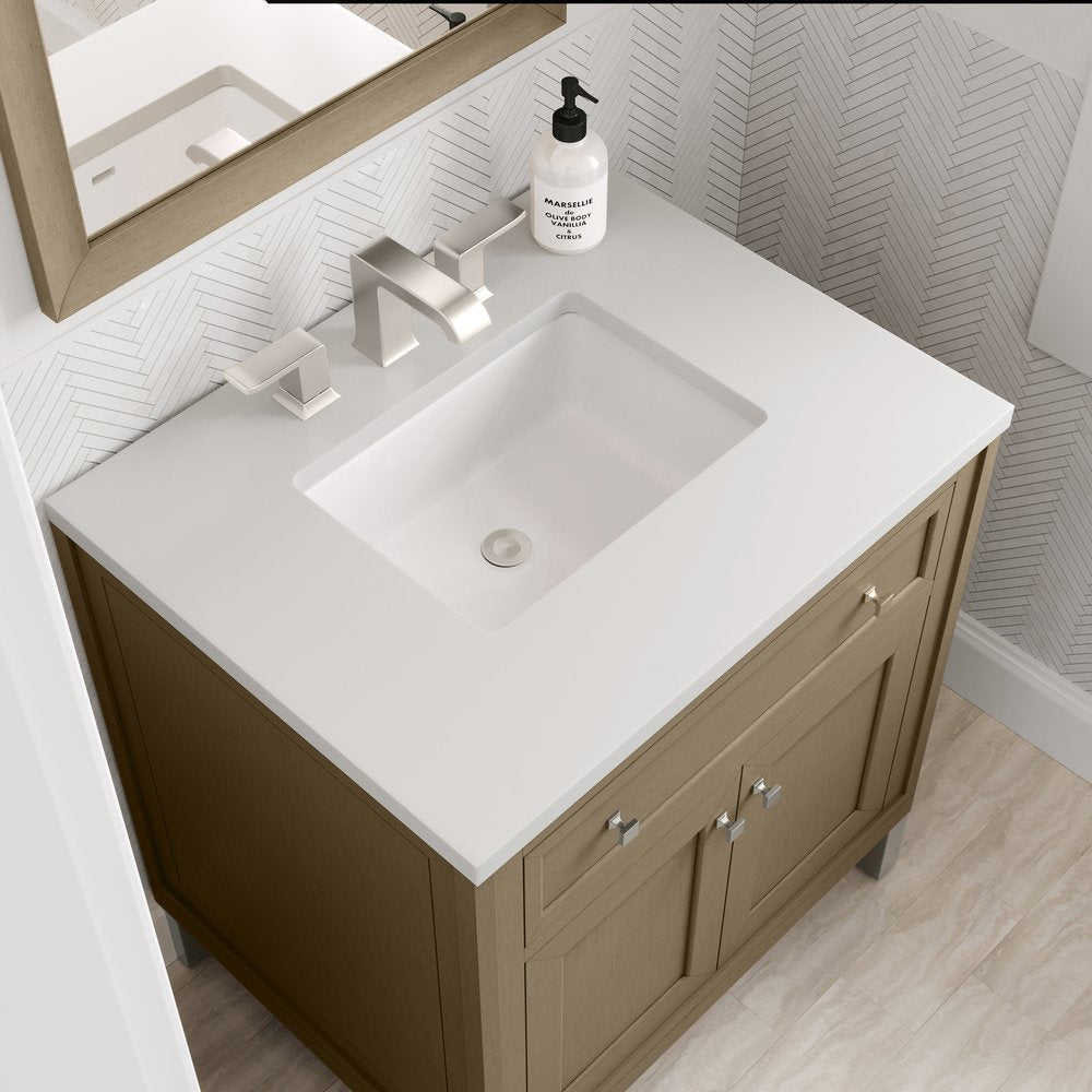 James Martin - Chicago 30" Single Vanity, Walnut Whisper, w/ 3 CM White Zeus Silestone® Top - 503-V30-WLW-3WZ view 14