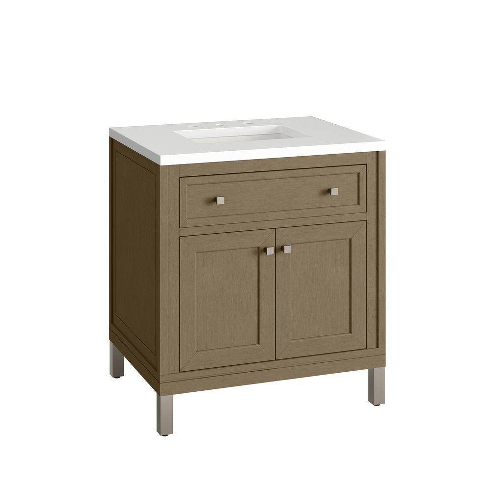 James Martin - Chicago 30" Single Vanity, Walnut Whisper, w/ 3 CM White Zeus Silestone® Top - 503-V30-WLW-3WZ view 20