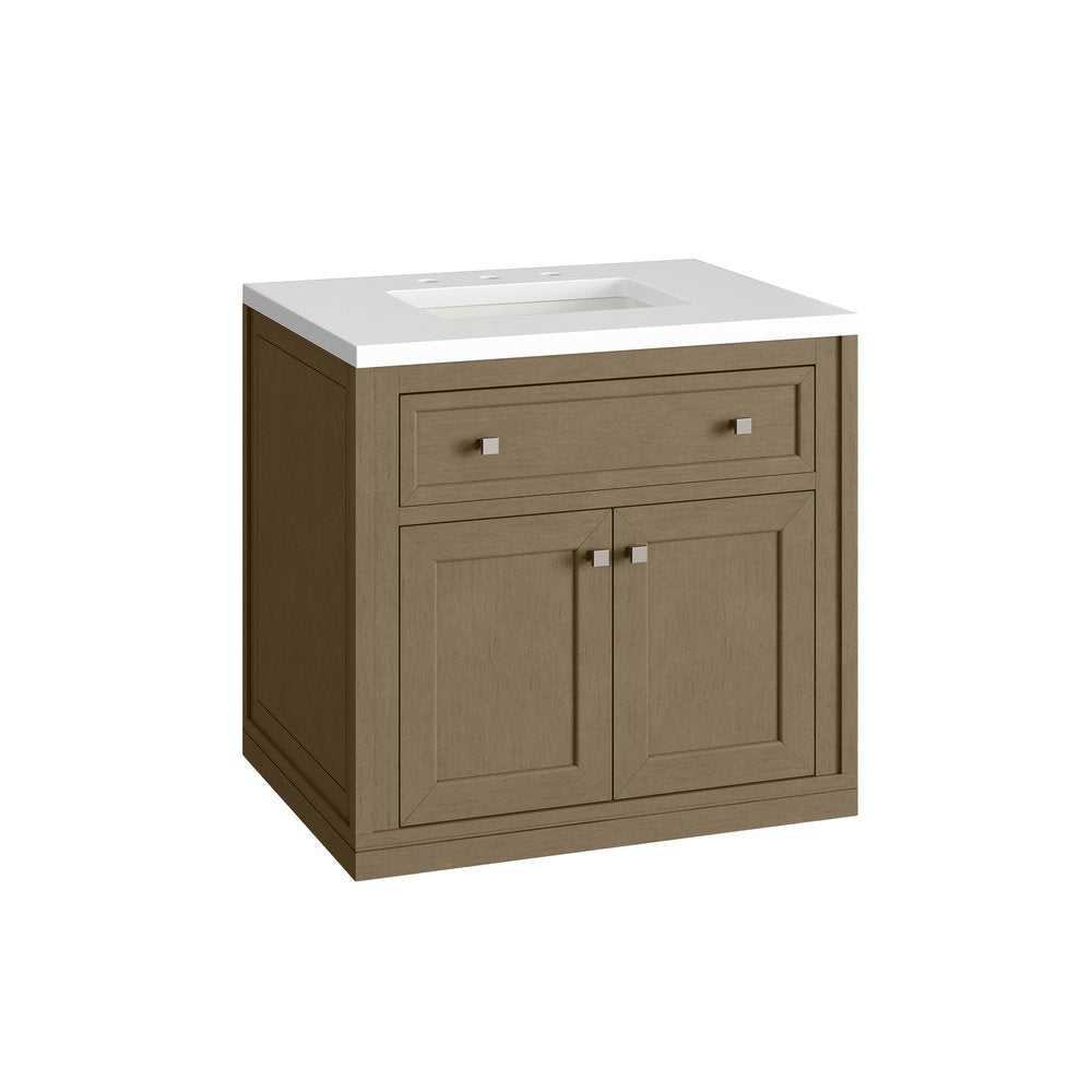 James Martin - Chicago 30" Single Vanity, Walnut Whisper, w/ 3 CM White Zeus Silestone® Top - 503-V30-WLW-3WZ view 21