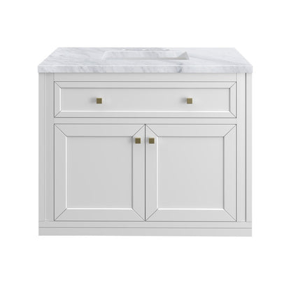 James Martin - Chicago 36" Single Vanity, Glossy White, w/ 3 CM Carrara Marble Top - 503-V36-GW-3CAR view 1