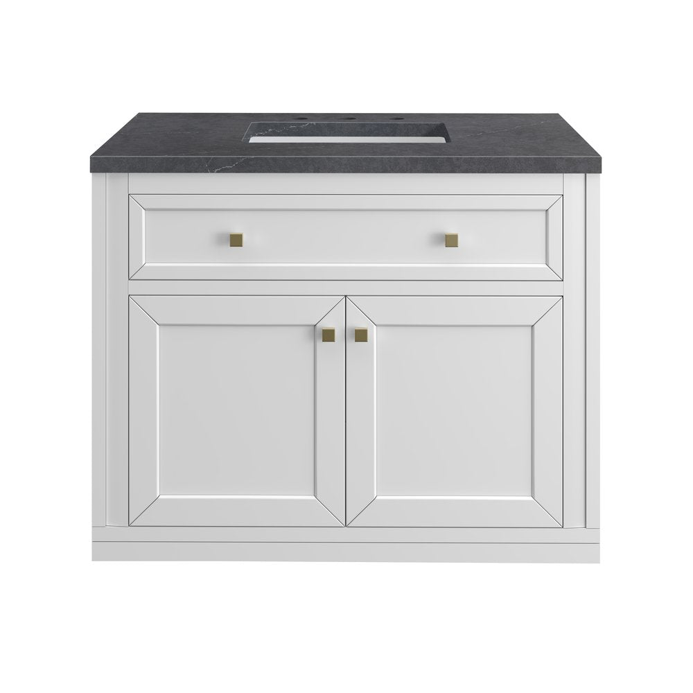 James Martin - Chicago 36" Single Vanity, Glossy White, w/ 3 CM Charcoal Soapstone Silestone® Top - 503-V36-GW-3CSP view 1