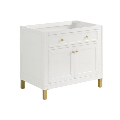 James Martin - Chicago 36" Single Vanity, Glossy White, w/ 3 CM Charcoal Soapstone Silestone® Top - 503-V36-GW-3CSP view 2
