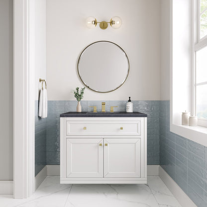 James Martin - Chicago 36" Single Vanity, Glossy White, w/ 3 CM Charcoal Soapstone Silestone® Top - 503-V36-GW-3CSP view 4