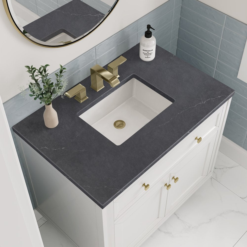 James Martin - Chicago 36" Single Vanity, Glossy White, w/ 3 CM Charcoal Soapstone Silestone® Top - 503-V36-GW-3CSP view 8
